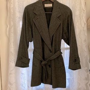 Jones New York Lined Wool Herringbone Car Coat